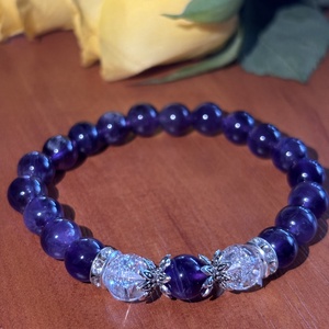  NYUGTATÓ - Ametiszt  Hegyi kristály karkötő - ékszer - karkötő - ásványkarkötő - Meska.hu