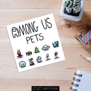 Among Us matricák - matricapapír gamer öntapadós matrica scrapbook ragasztós papír - otthon & életmód - papír, írószer - matrica, matrica csomag - Meska.hu