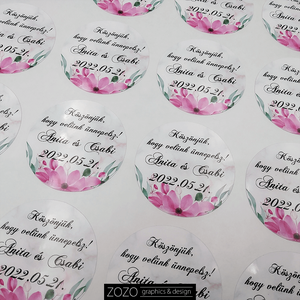 Esküvői matrica címke sticker - egyedi köszönetajándék vendégváró névre szóló virágos öntapadós ragasztós papír - esküvő - emlék & ajándék - köszönőajándék - Meska.hu