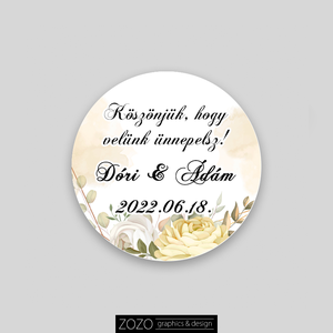 Esküvői matrica címke sticker - egyedi köszönetajándék vendégváró névre szóló virágos öntapadós ragasztós papír - Meska.hu