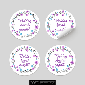 Matrica csomag kérhető egyedi szöveggel felirattal is 15-40 db Anyák napi virágos öntapadós címke - Boldog Anyák napját - otthon & életmód - papír, írószer - matrica, matrica csomag - Meska.hu