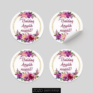 Matrica csomag kérhető egyedi szöveggel felirattal is 15-40 db Anyák napi virágos öntapadós címke - Boldog Anyák napját - otthon & életmód - papír, írószer - matrica, matrica csomag - Meska.hu