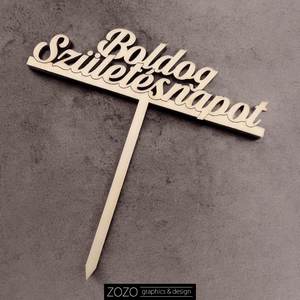 Tortadísz beszúró torta beszúró dísz dekoráció boldog születésnapot fa lézervágott - otthon & életmód - konyhafelszerelés, tálalás - sütés, főzés - sütidísz - Meska.hu