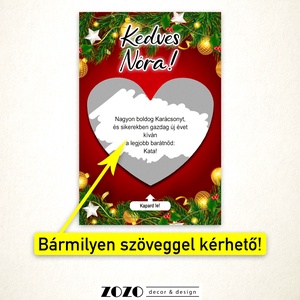 Karácsonyi egyedi kaparós lap üdvözlőkártya általad megadott saját szöveggel személyre szabott felkérő bejelentő ajándék - otthon & életmód - papír, írószer - ajándékozás kellékei - képeslap, üdvözlőlap - Meska.hu