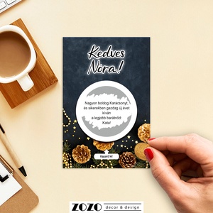 Karácsonyi egyedi kaparós lap üdvözlőkártya általad megadott saját szöveggel személyre szabott felkérő bejelentő ajándék - otthon & életmód - papír, írószer - ajándékozás kellékei - képeslap, üdvözlőlap - Meska.hu