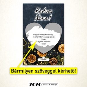 Karácsonyi egyedi kaparós lap üdvözlőkártya általad megadott saját szöveggel személyre szabott felkérő bejelentő ajándék - otthon & életmód - papír, írószer - ajándékozás kellékei - képeslap, üdvözlőlap - Meska.hu