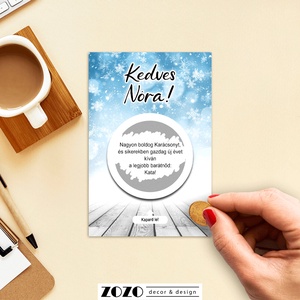 Karácsonyi egyedi kaparós lap üdvözlőkártya általad megadott saját szöveggel személyre szabott felkérő bejelentő ajándék - otthon & életmód - papír, írószer - ajándékozás kellékei - képeslap, üdvözlőlap - Meska.hu