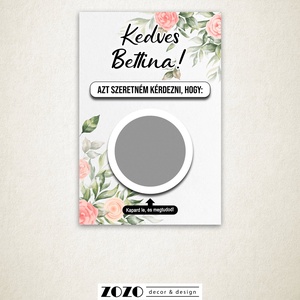 Keresztszülő tanú koszorúslány felkérő baba bejelentő egyedi kaparós sorsjegy lap kártya személyre szabott szöveggel - otthon & életmód - papír, írószer - ajándékozás kellékei - ajándék sorsjegy - Meska.hu