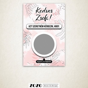 Keresztszülő tanú koszorúslány felkérő baba bejelentő egyedi kaparós sorsjegy lap kártya személyre szabott szöveggel - otthon & életmód - papír, írószer - ajándékozás kellékei - ajándék sorsjegy - Meska.hu