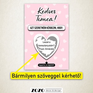 Keresztszülő tanú koszorúslány felkérő baba bejelentő egyedi kaparós sorsjegy lap kártya személyre szabott szöveggel - otthon & életmód - papír, írószer - ajándékozás kellékei - ajándék sorsjegy - Meska.hu