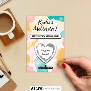 Keresztszülő tanú koszorúslány felkérő baba bejelentő egyedi kaparós sorsjegy lap kártya személyre szabott szöveggel, Otthon & Életmód, Papír, írószer, Ajándékozás kellékei, Ajándék sorsjegy, Fotó, grafika, rajz, illusztráció, MESKA