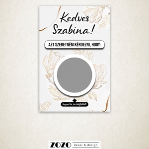 Keresztszülő tanú koszorúslány felkérő baba bejelentő egyedi kaparós sorsjegy lap kártya személyre szabott szöveggel - otthon & életmód - papír, írószer - ajándékozás kellékei - ajándék sorsjegy - Meska.hu