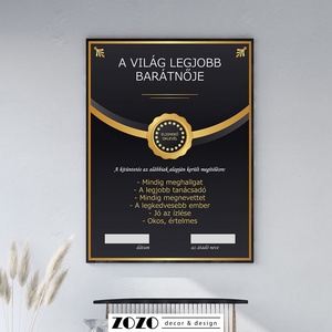 Elismerő oklevél egyedi személyre szabott különleges vicces dekoráció falikép ajándékötlet elismerés bármilyen alkalomra - otthon & életmód - dekoráció - kép & falikép - poszter - Meska.hu