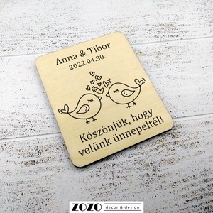 Esküvői hűtőmágnes egyedi személyre szabott lézervágott gravírozott házassági köszönetajándék köszönőajándék dekoráció, Esküvő, Emlék & Ajándék, Köszönőajándék, Famegmunkálás, MESKA