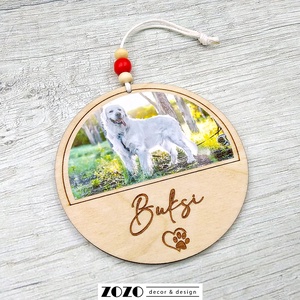 Egyedi névre szóló fényképes karácsonyfadísz kutyás karácsonyi dísz kiskedvenc állatos fotós személyre szabható névvel, Karácsony, Karácsonyi lakásdekoráció, Karácsonyfadíszek, Famegmunkálás, MESKA