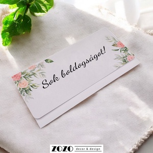 Pink Roses pénzátadó boríték egyedi személyre szabható esküvői nászajándék születésnap névnap ballagás diploma - Meska.hu