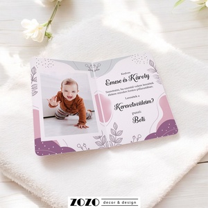 Keresztszülő felkérő saját babafotóddal egyedi névvel személyre szabható fényképes keresztanya keresztapa neves kártya - Meska.hu