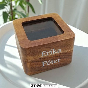 Gyűrűsdoboz gyűrűtartó gravírozott doboz esküvői kellék kiegészítő ajándék diófa egyedi névvel dátummal szöveggel készül, Esküvő, Kiegészítők, Gyűrűtartó & Gyűrűpárna, Famegmunkálás, Gravírozás, pirográfia, MESKA