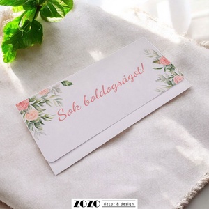 Pink Roses pénzátadó boríték esküvőre egyedi személyre szabható nászajándék születésnap névnap ballagás diploma, Esküvő, Emlék & Ajándék, Nászajándék, Esküvői pénzátadó boríték, kártya, Fotó, grafika, rajz, illusztráció, MESKA