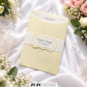 Esküvői meghívó FrenchLove kollekció (Claire) - domborított tokkal elegáns kifinomult romantikus luxus minimal stílusú - esküvő - meghívó & kártya - meghívó - Meska.hu