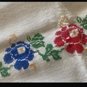 Vászon, keresztszemes abrosz, Otthon & Életmód, Lakástextil, Abrosz, terítő, Asztalközép terítő, Hímzés, Szövés, MESKA