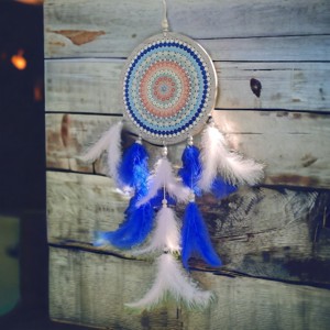 Kicsi mandalás álomfogó, Otthon & Életmód, Dekoráció, Fali és függő dekoráció, Álomfogó, Festett tárgyak, MESKA