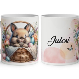 Névvel kérhető - Kis cuki húsvéti nyuszi mintás bögre, Otthon & Életmód, Konyhafelszerelés, tálalás, Tálalás, Bögre & Csésze, , MESKA