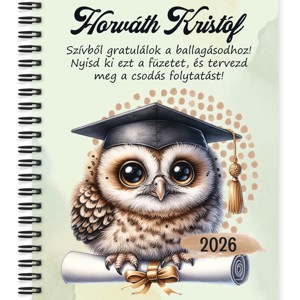 Személyre szabható - 2026 Ballagás - Bagoly mintás füzet - Meska.hu