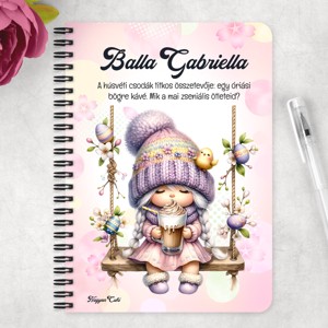 Személyre szabható - Kávézós Húsvéti manólány mintás A6-os füzet - otthon & életmód - papír, írószer - jegyzetfüzet & napló - Meska.hu