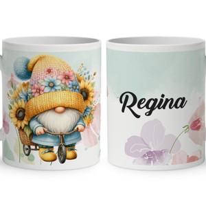 Névvel kérhető - Kerékpáros napraforgós manó mintás bögre, Otthon & Életmód, Konyhafelszerelés, tálalás, Tálalás, Bögre & Csésze, , MESKA