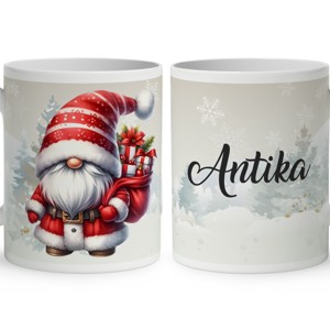 Névvel kérhető - Puttonyos karácsonyi manó mintás bögre, Otthon & Életmód, Konyhafelszerelés, tálalás, Tálalás, Bögre & Csésze, , MESKA