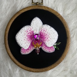 Orchidea gyöngyhímzett kép - otthon & életmód - dekoráció - kép & falikép - 3d képek - Meska.hu