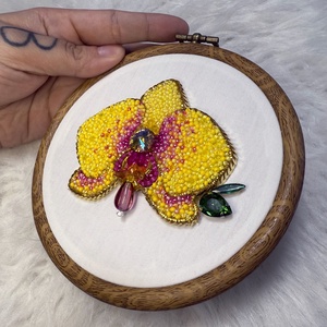 Orchidea gyöngyhímzett kép - otthon & életmód - dekoráció - kép & falikép - 3d képek - Meska.hu