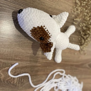 Horgolt fehér bullterrier - játék & sport - plüssállat & játékfigura - kutya - Meska.hu