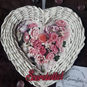 Anyák napi dísz, Otthon & Életmód, Dekoráció, Fali és függő dekoráció, Falra akasztható dekor, Decoupage, transzfer és szalvétatechnika, Fonás (csuhé, gyékény, stb.), MESKA