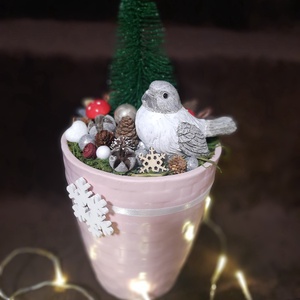 Karácsonyi madárkás asztaldísz - Meska.hu