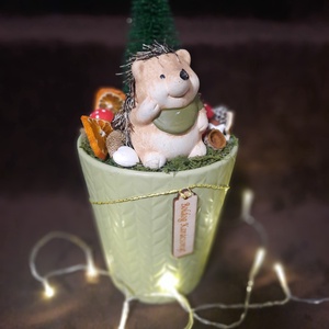 Karácsonyi sünis asztaldísz - karácsony - adventi díszek - adventi asztaldísz - Meska.hu