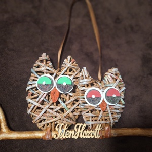 Bagolypár ajtódísz,kopogtató - otthon & életmód - dekoráció - ajtó- és ablak dekoráció - ajtódísz & kopogtató - Meska.hu