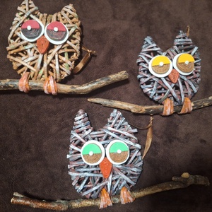 Bagoly ajtódísz,kopogtató, Otthon & Életmód, Dekoráció, Ajtó- és ablak dekoráció, Ajtódísz & Kopogtató, Fonás (csuhé, gyékény, stb.), Papírművészet, MESKA