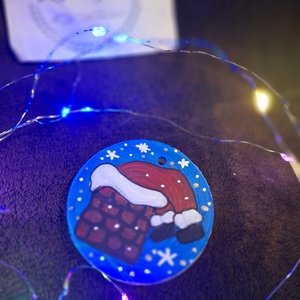 Karácsonyi Festett fakorong, Karácsony, Karácsonyi lakásdekoráció, Karácsonyfadíszek, Festett tárgyak, MESKA
