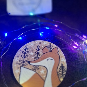 Karácsonyi Festett fakorong, Karácsony, Karácsonyi lakásdekoráció, Karácsonyfadíszek, Festett tárgyak, MESKA