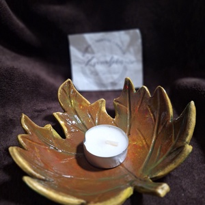 Őszi falevél mécsestartó, ékszertartó, tálka - művészet - szobor - kerámia - Meska.hu