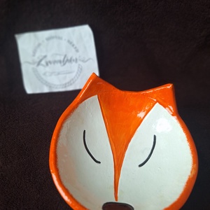 Róka tálka, mécsestartó, ékszertartó, Művészet, Szobor, Kerámia, Kerámia, Agyagozás, MESKA