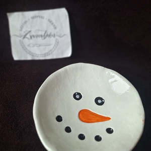 Hóember tálka, mécsestartó, ékszertartó, Művészet, Szobor, Kerámia, Kerámia, Agyagozás, MESKA