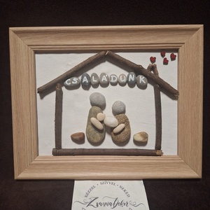 Családi kavicskép  - otthon & életmód - dekoráció - kép & falikép - kavics kép - Meska.hu