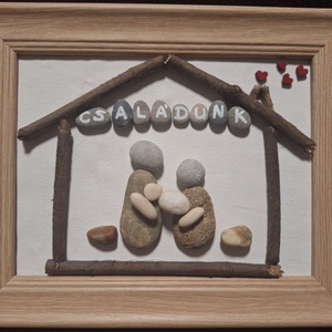 Családi kavicskép  - otthon & életmód - dekoráció - kép & falikép - kavics kép - Meska.hu