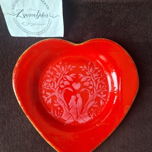 Szerelmes pár szív mécsestartó, ékszertartó, tálka, Ékszer, Ékszertartó, Ékszertartó tál, Kerámia, Agyagozás, MESKA