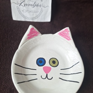 Cica mécsestartó, ékszertartó, tálka, Ékszer, Ékszertartó, Ékszertartó tál, Kerámia, Agyagozás, MESKA