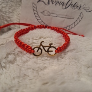 -Bicikli-Makramé karkötő fém dísszel - Meska.hu