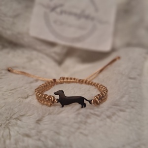 -Tacsi-Makramé karkötő fém dísszel, Ékszer, Karkötő, Fonott karkötő, Csomózás, MESKA